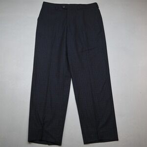Sartore 36x32 Gray Purple Check Zignone 100% Wool Flannel Straight Dress Pants